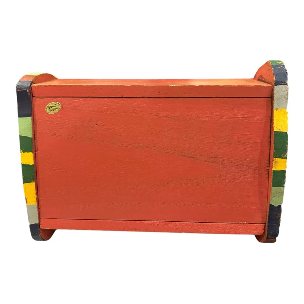 Rare Hand Crafted Multi Color Wooden "Harvest Season" Vegetable Carrier - Picture 10 of 10